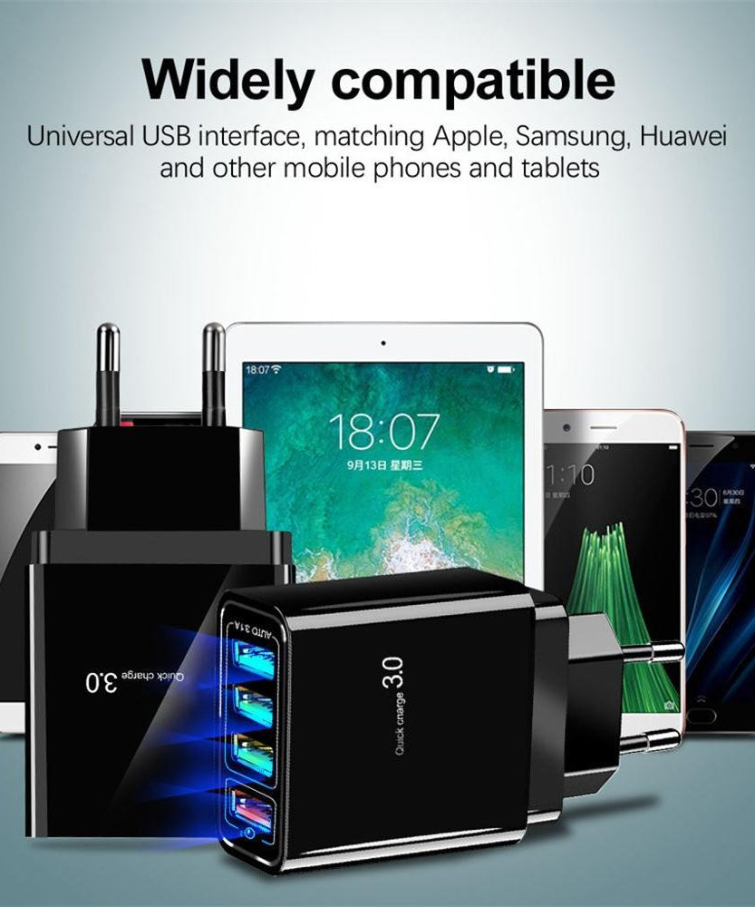 Illuminated 4USB Mobile Phone Charger 3A Charging Head