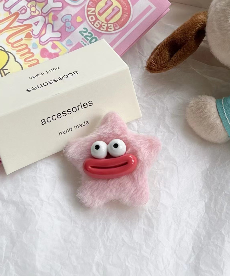 Girly Heart Plush Duckbill Clip