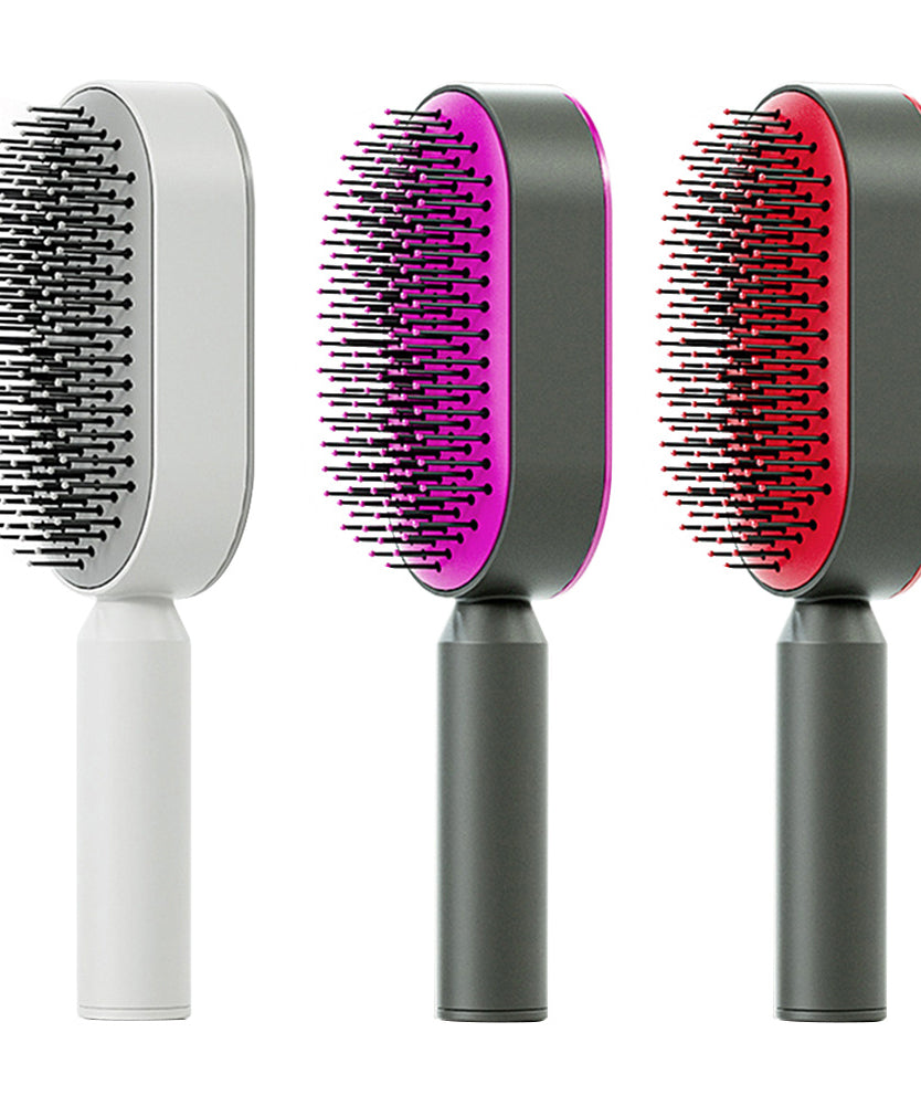 Self Cleaning Hair Brush For Women One-key Cleaning Hair Loss Airbag Massage Scalp Comb Anti-Static Hairbrush