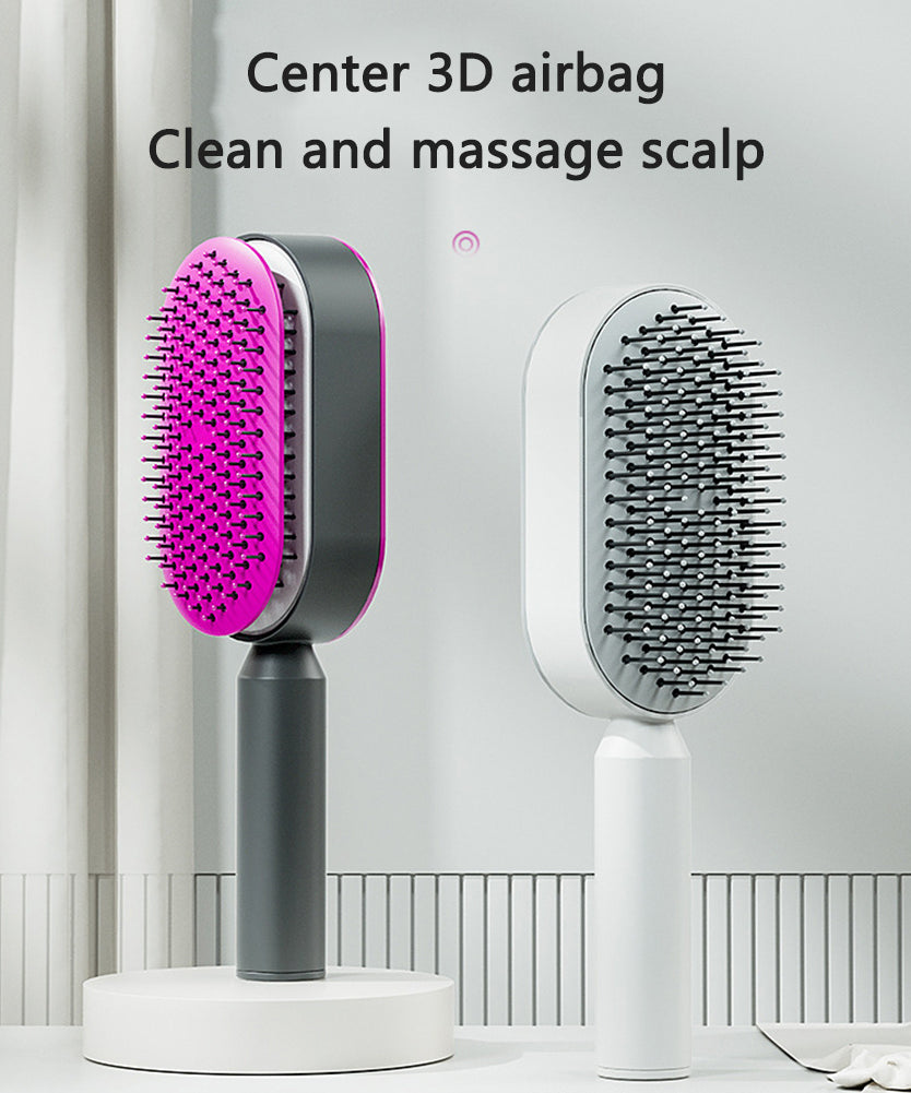 Self Cleaning Hair Brush For Women One-key Cleaning Hair Loss Airbag Massage Scalp Comb Anti-Static Hairbrush