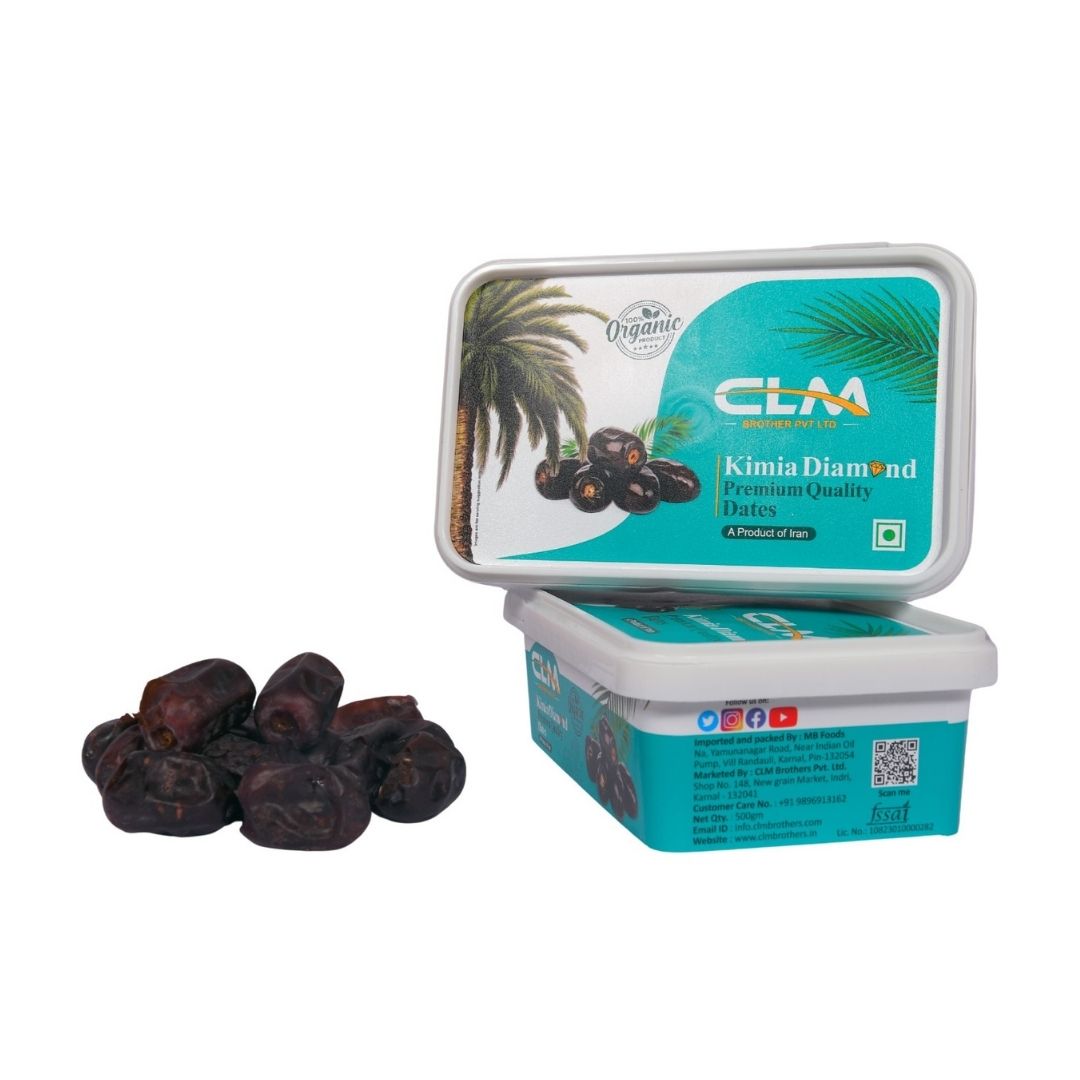 Pack of 12 CLM Kimia Diamond Premium Quality Dates Khajur | Khajoor Imported Iranian Dates, 100% Organic, Soft & Juicy (6000g)