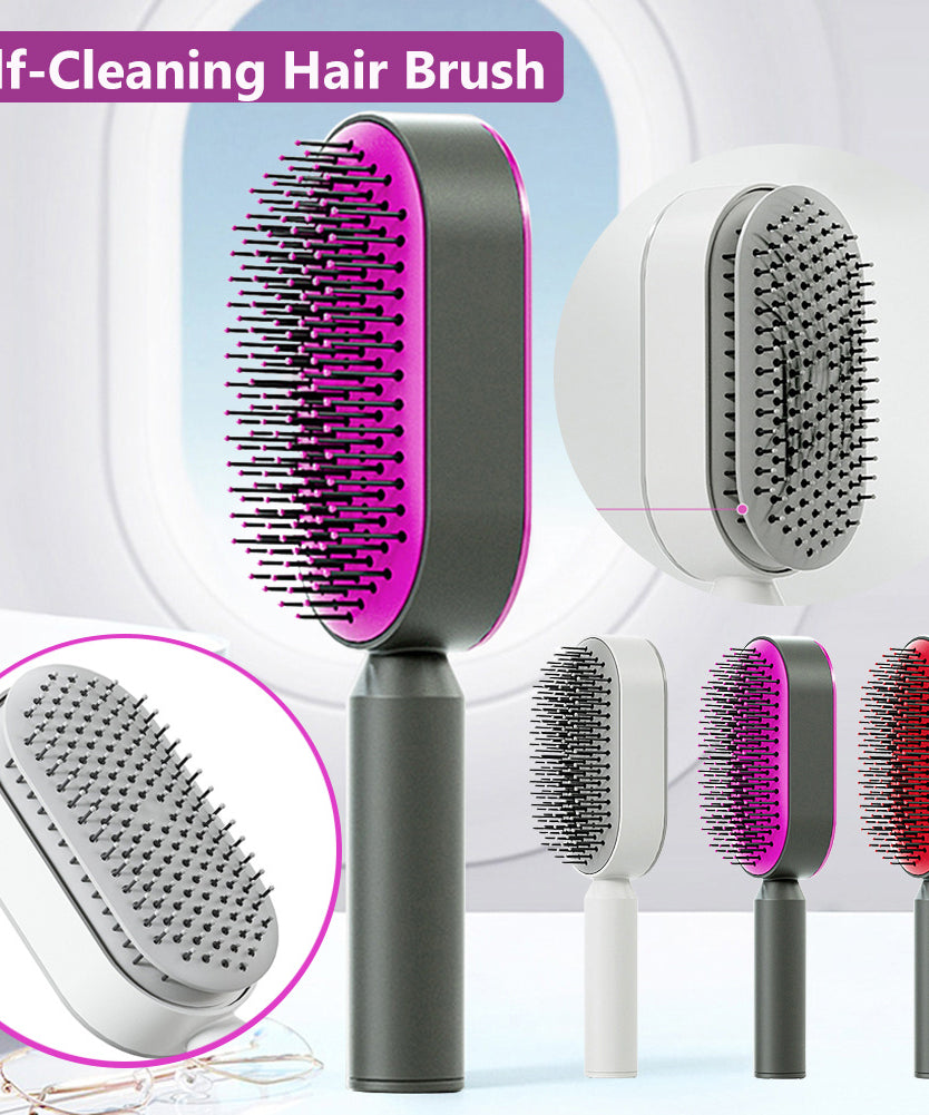 Self Cleaning Hair Brush For Women One-key Cleaning Hair Loss Airbag Massage Scalp Comb Anti-Static Hairbrush